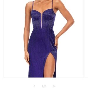 Ashley Lauren 11369 Purple Liquid beading Prom Dress corset gown